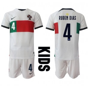 Portugalsko Ruben Dias #4 Dětské Venkovní dres komplet MS 2022 Krátký Rukáv (+ trenýrky)
